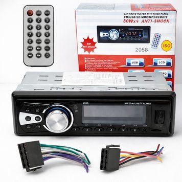 Автомагнітола з MP3, USB, FM, AUX, SD + пульт, 2058, Чорна / Магнітофон в авто / Автомобільна магнітола 234589103 фото
