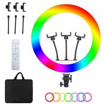 Кольцевая лампа RGB 45 см, MJ45 / Профессиональная светодиодная лампа для селфи / Кольцевой осветитель 234565637 фото