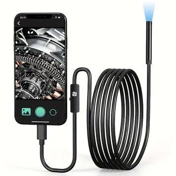 Эндоскоп - бороскоп Micro USB/USB, 5м / Мини камера цифровая для смартфона / Гибкая эндоскопическая камера 23456664301 фото