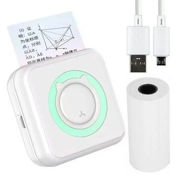 Портативный мини принтер от Bluetooth + 1 рулон бумаги, Бирюзовый / Мини термопринтер / Принтер для телефона 234570492 фото