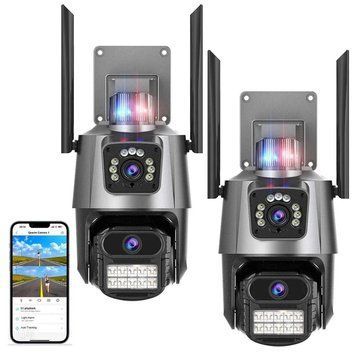 Комплект 2шт Вулична охоронна WIFI камера 6MP, Full HD, з сиреною Dual Lens / Вайфай камера спостереження 234568441(связка) фото