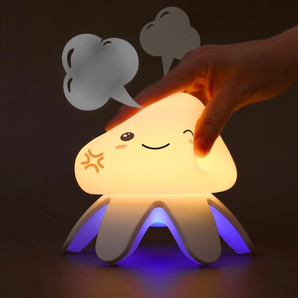 Ночник силиконовый Осьминожка с USB-зарядкой 7 цветов, Белый / Детская led лампа с пультом / Светодиодый светильник 234567409 фото