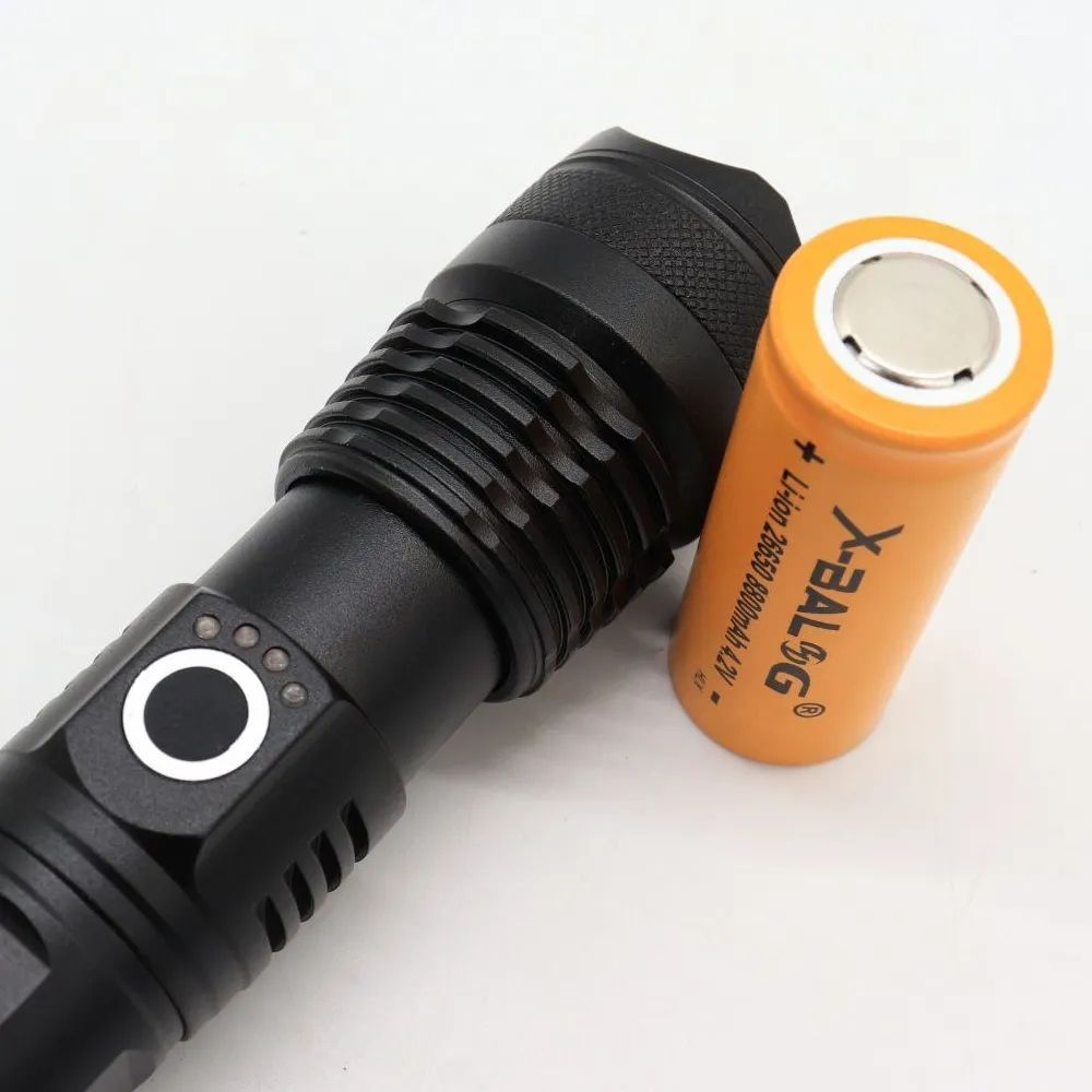 Мощный фонарь до 1200м с зумом и USB, 1500Лм + аккумулятор 26650, BL X71-P90 / Аккумуляторный тактический фонарик 234566288 фото