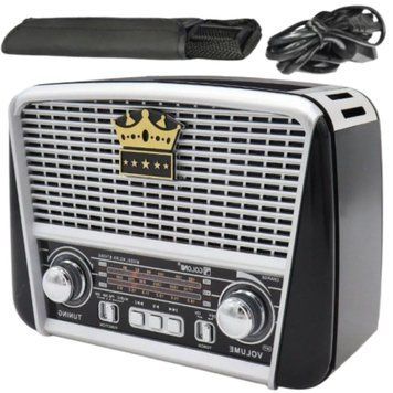 Радиоприемник аккумуляторный с Bluetooth, FM/AM, USB, 220V, АА, RX-BT455 / Портативное радио / Ретро-радио 23456439001 фото