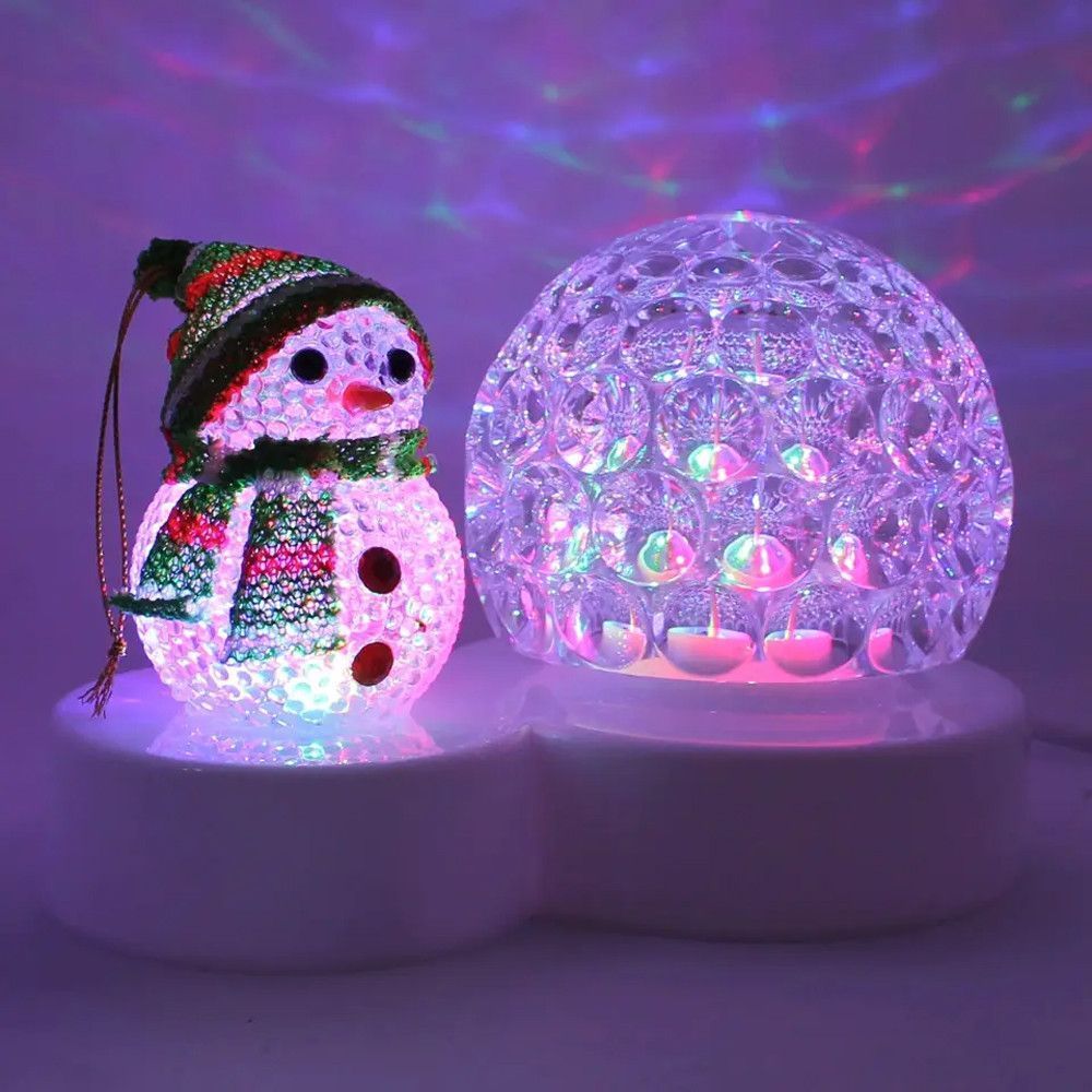 Новогодний светильник диско-шар Снеговик Christmas Light AT-W168 / Настольный светодиодный новогодний LED шар 234561702 фото