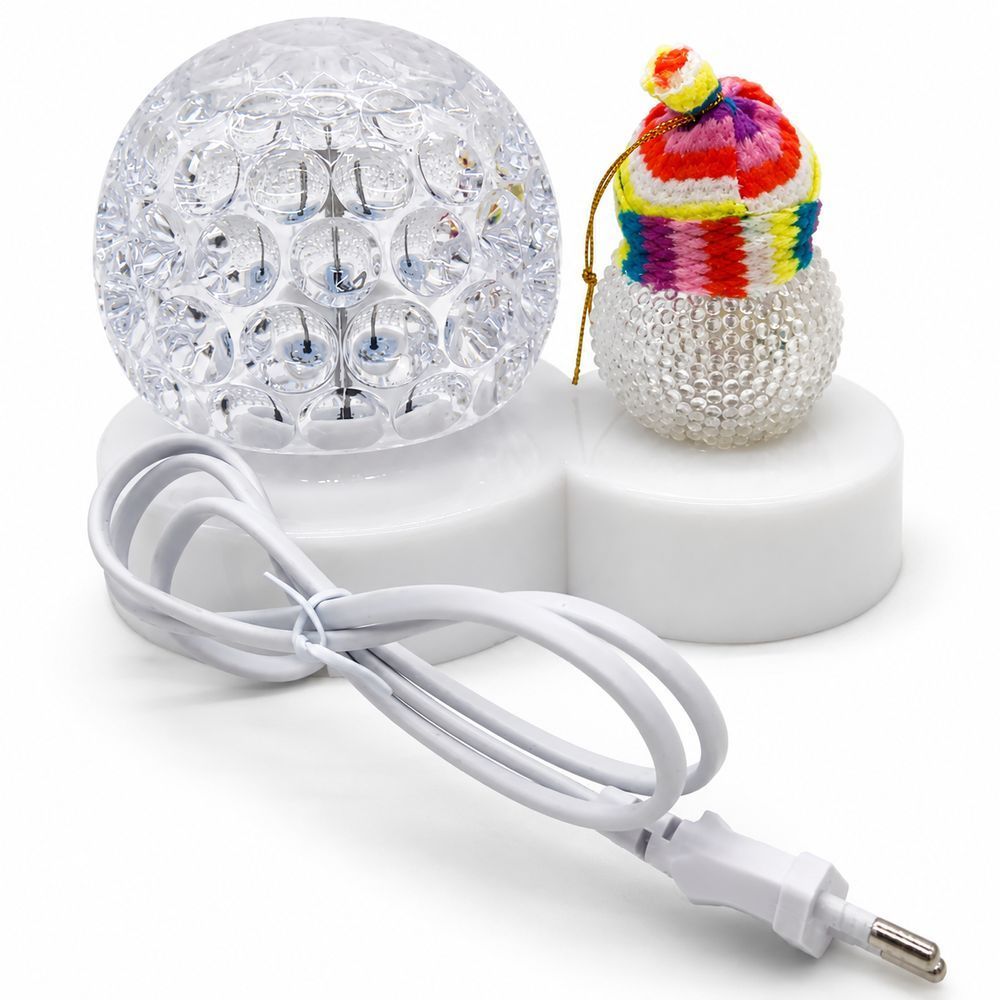 Новогодний светильник диско-шар Снеговик Christmas Light AT-W168 / Настольный светодиодный новогодний LED шар 234561702 фото