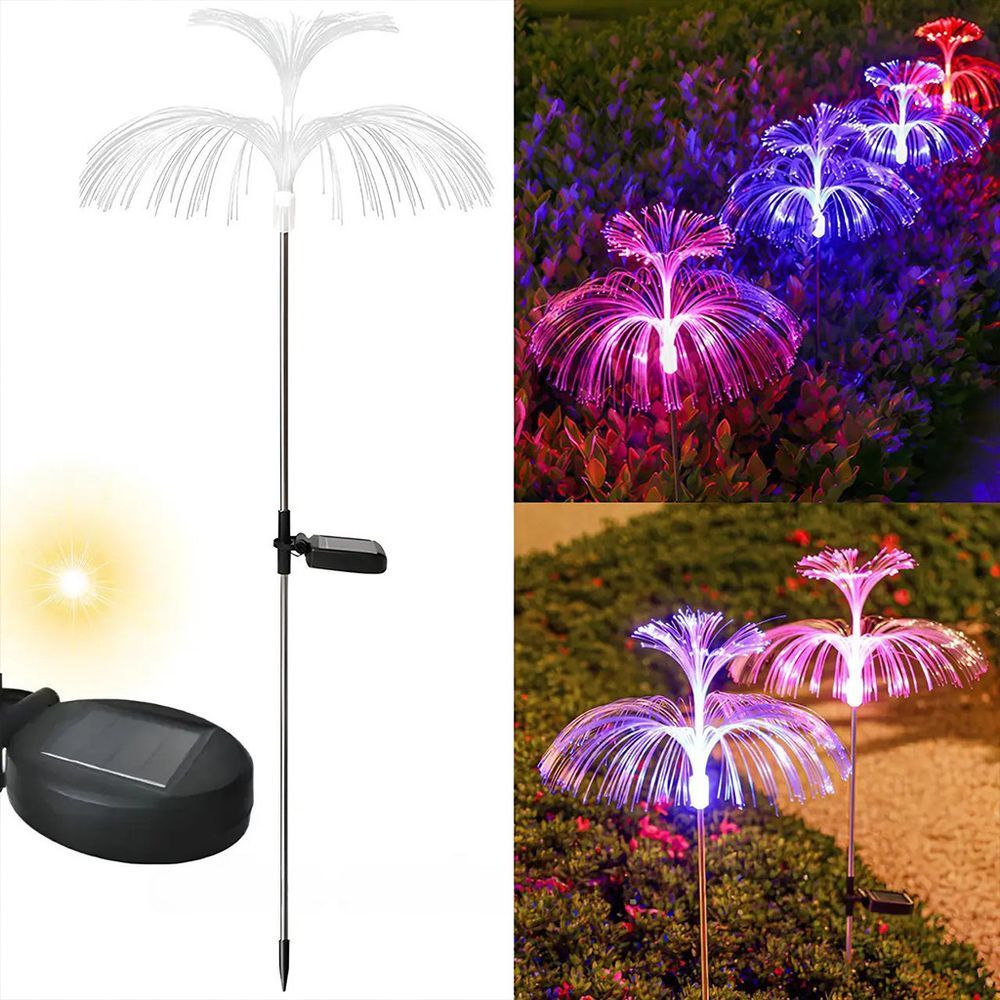 2 шт Светодиодный садовый фонарь 78 см на солнечной батарее Медуза двойной, RGB / Газонный фонарь / Светильник садовый 234592316 фото