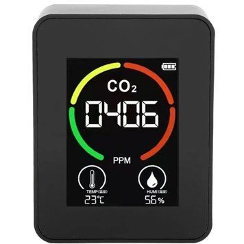Датчик CO2 портативный, Черный / Анализатор качества воздуха влажности и температуры / Монитор воздуха CO2 23456972701 фото