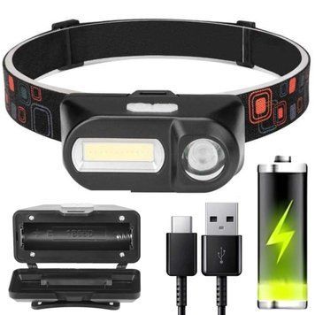 Аккумуляторный налобный фонарь 3 режима, с USB, KX-1804A, Красный / Фонарик сенсорный / Фонарик на голову 234573541 фото
