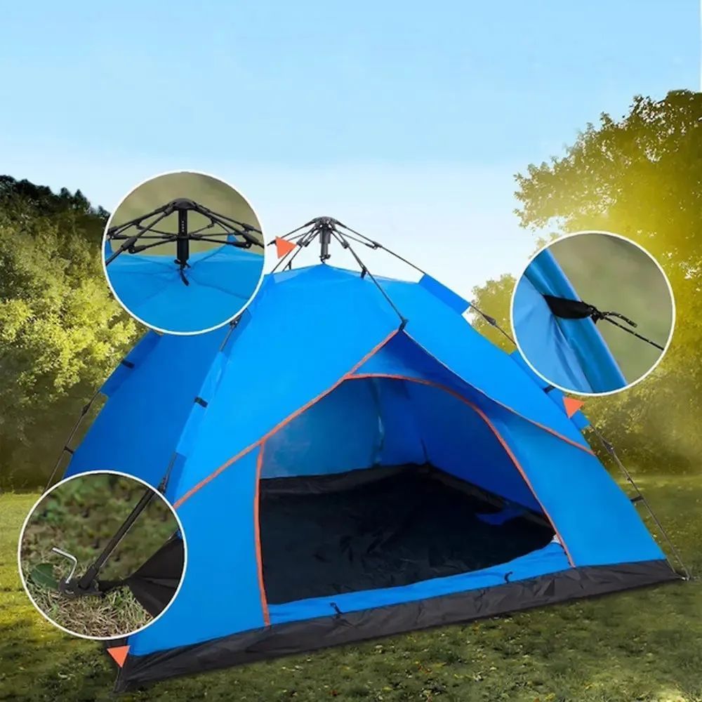 Автоматичний намет 3-місний + чохол, 210x150x115, G-Tent, Синій / Туристичний намет для кемпінгу 234589545 фото