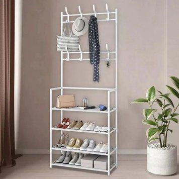 Сборная напольная вешалка для одежды New simple floor clothes,белая 154х60х29,5см / Стойка-вешалка в прихожую 23456050301 фото