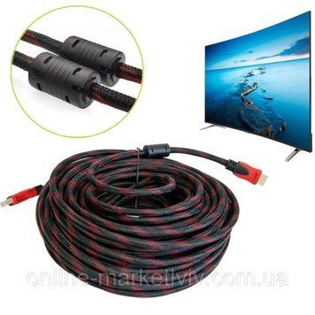 Кабель HDMI-HDMI 30м, с усиленной обмоткой и фильтрами, Черный / HDMI провод для монитора и телевизора / Шнур HDMI 23456548502 фото