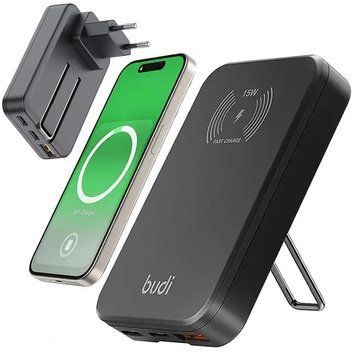 Бездротовий зарядний пристрій PD 30W (USB + 2xType-C) від 220В, Budi / Мережевий зарядний бездротовий пристрій 234573714 фото