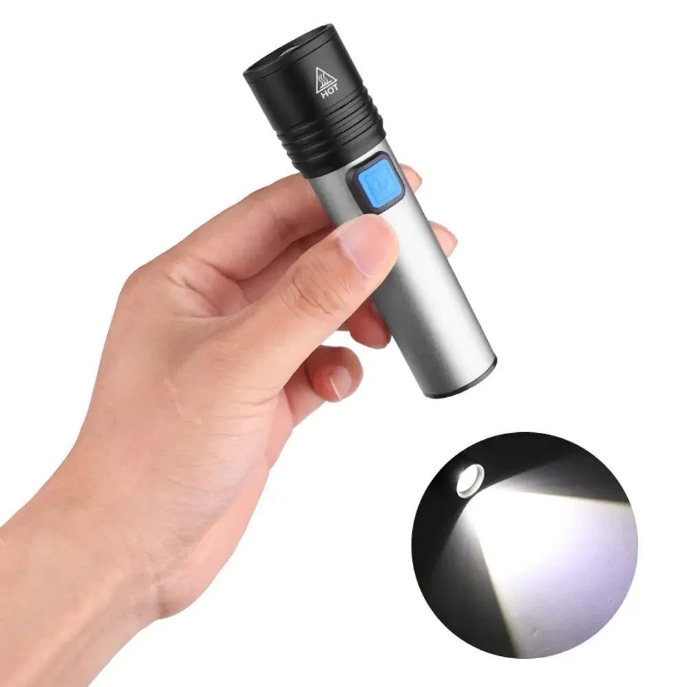 Ручной аккумуляторный фонарик USB BL K31, Серый / Карманный ЛЕД фонарь / Фонарик светодиодный 234562480 фото
