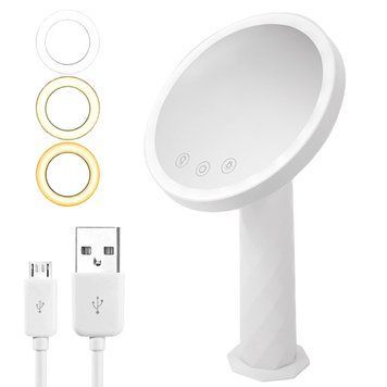 Косметичне дзеркало з підсвіткою та сенсором, 33х19см, від USB, Білий / Настільне дзеркало для макіяжу 234576312 фото