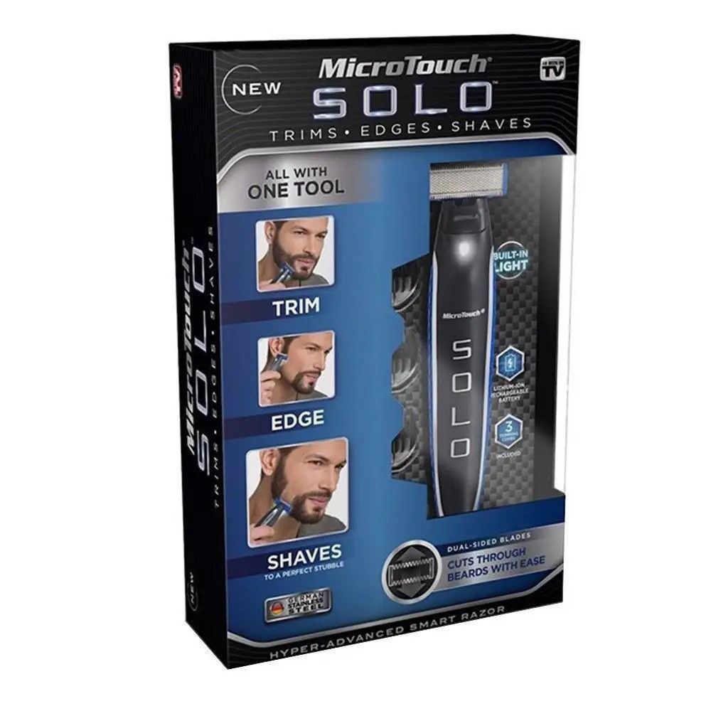 Универсальный триммер с подсветкой для мужчин Solo trimmer, Черный / Беспроводная машинка для стрижки усов и бороды 123456837 фото