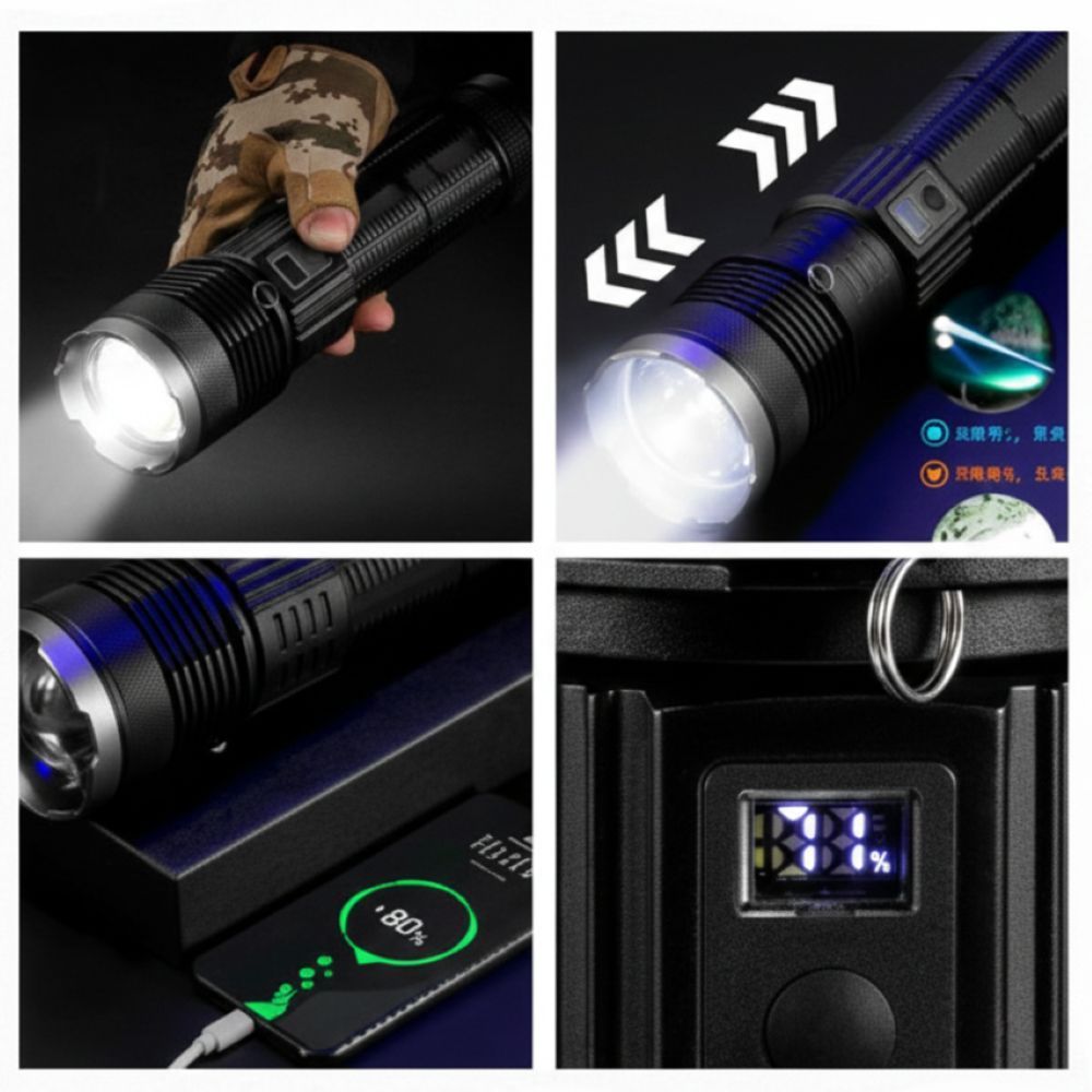 Ручний ліхтар акумуляторний 27х7 см, USB, BL-S-P66-TG, Чорний / Портативний LED-ліхтар / Світлодіодний ліхтарик / Ліхтарик ручний 234585464 фото
