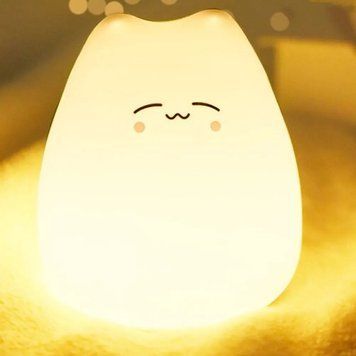 Детский ночник "Котик" 7 Led цветов EL-543 / Силиконовый Светильник-ночник на батарейках 234562317 фото