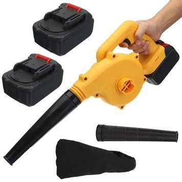 Акумуляторна повітродувка-пилосос + 2 АКБ, 24V, 1300mah, Жовтий / Садова дуйка для прибирання листя / Садовий пилосос 234580103 фото