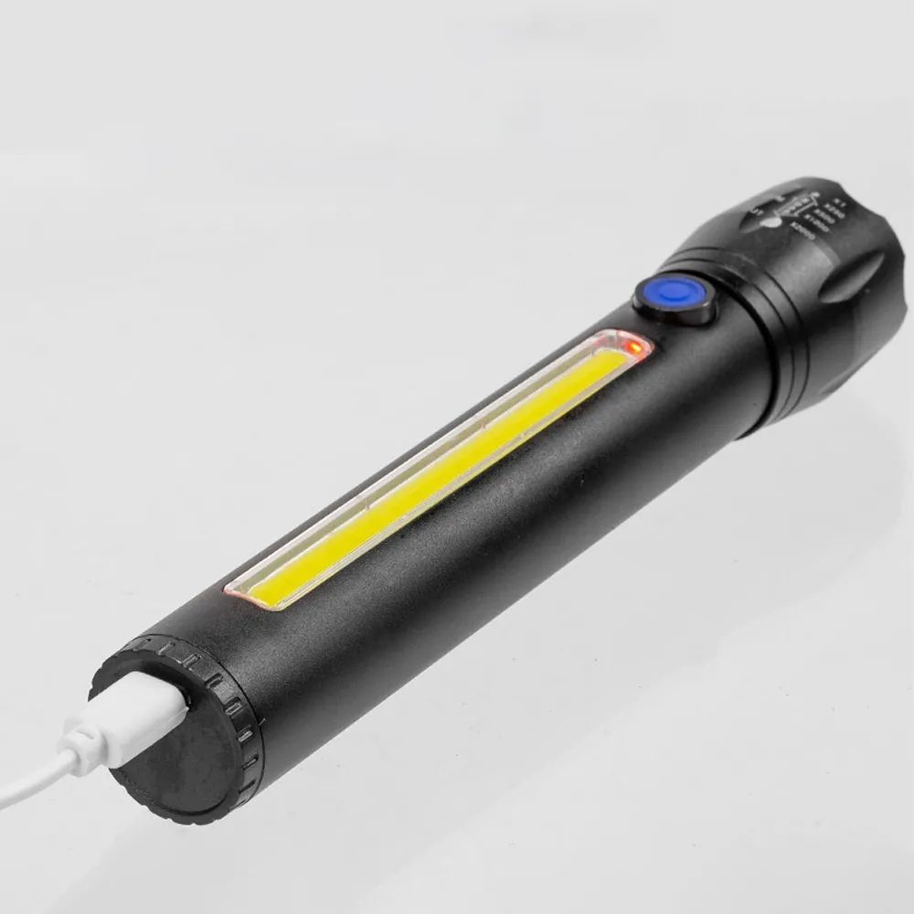 Тактический фонарь аккумуляторный LED+COB, ZOOM + кейс, с USB, BL-C62 / Ручной фонарик с аккумулятором / Мощный фонарь с линзой 234563978 фото