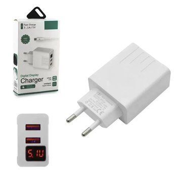Зарядка для телефона на 2 USB с дисплеем CX QC03 / Сетевое зарядное устройство для телефона 234563855 фото