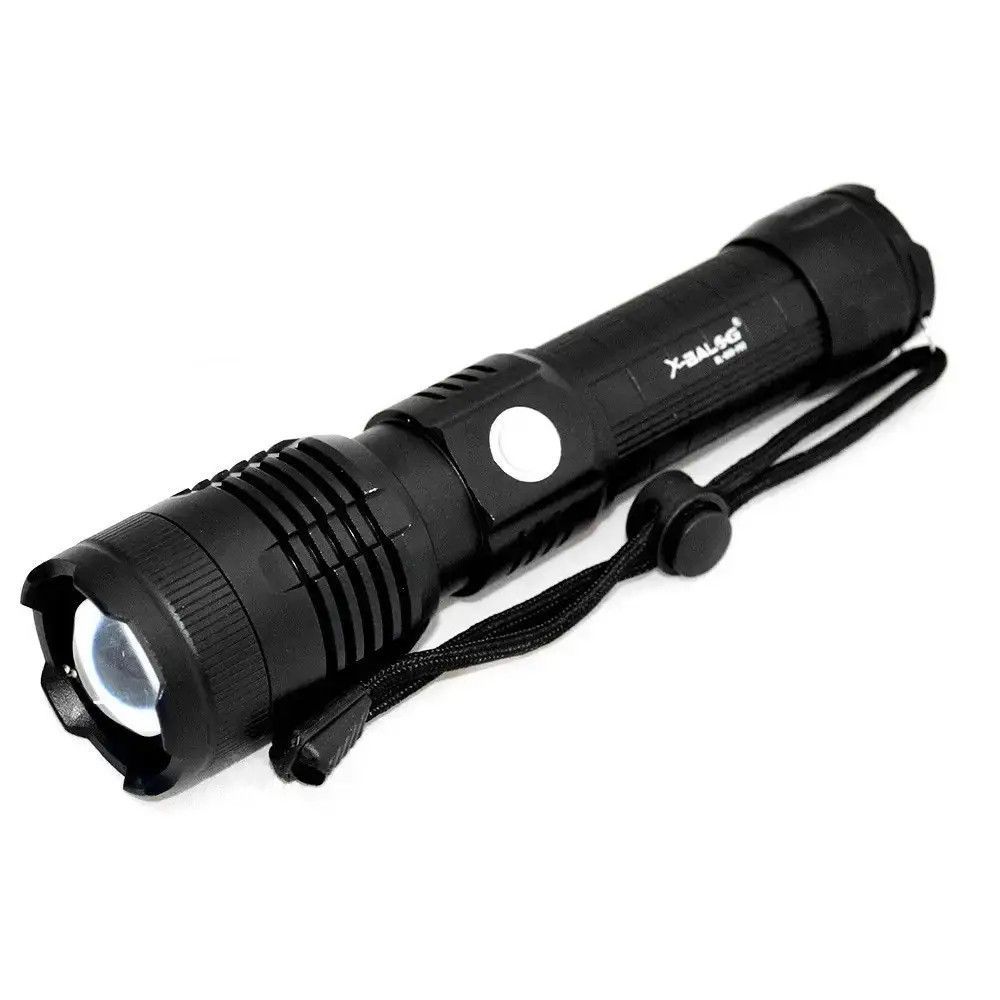 Ручний ліхтарик + Акумулятор, від USB, 20см, X-Balog BL-B88-P90, Чорний / Акумуляторний ліхтар ручний / Світлодіодний ліхтар 234585551 фото