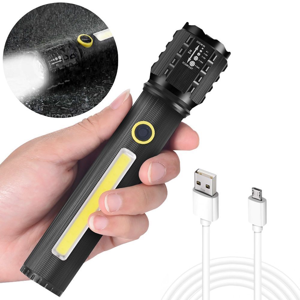 Фонарь ручной с USB-Type-C, BL-C72-P50, Кейс, Черный / Светодиодный тактический фонарик с зарядным устройством 234563917 фото