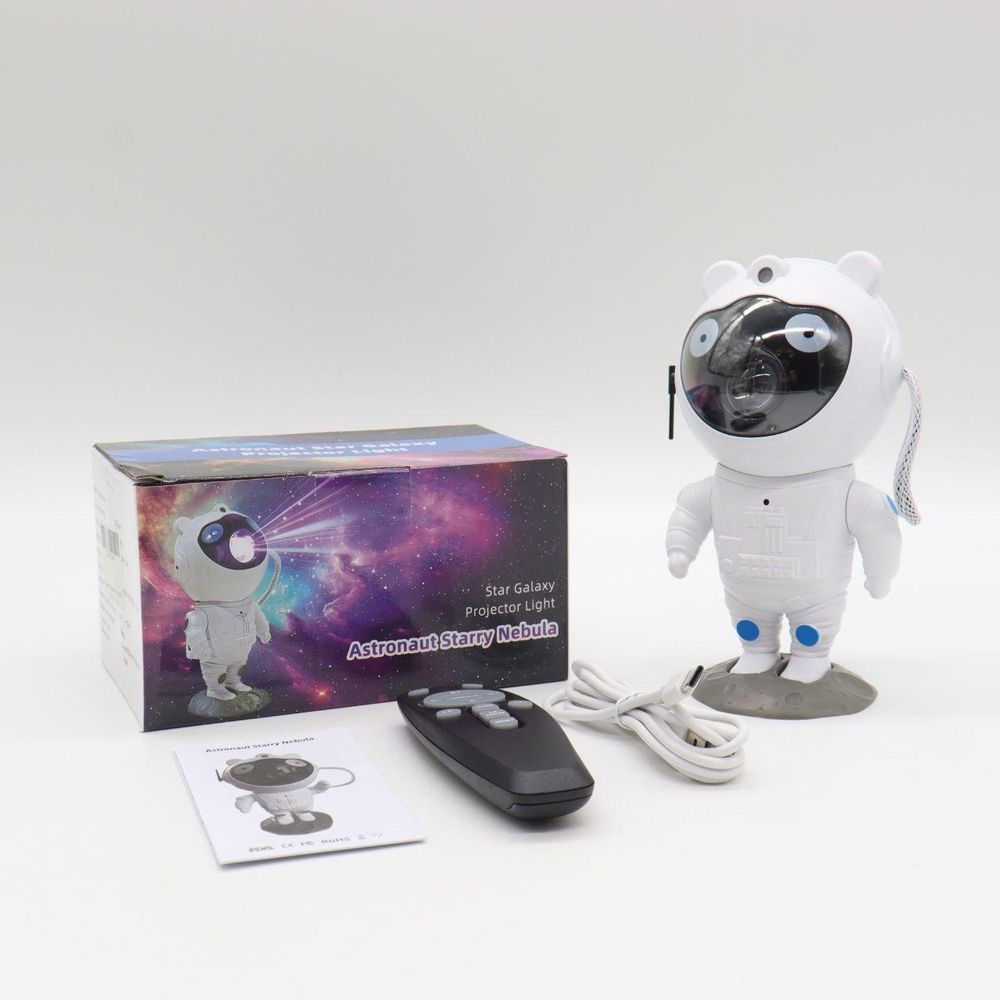 Ночник-проектор звездного неба Космонавт с пультом ДУ, от USB, Белый / Ночник звездное небо / Космонавт проектор 234574943 фото