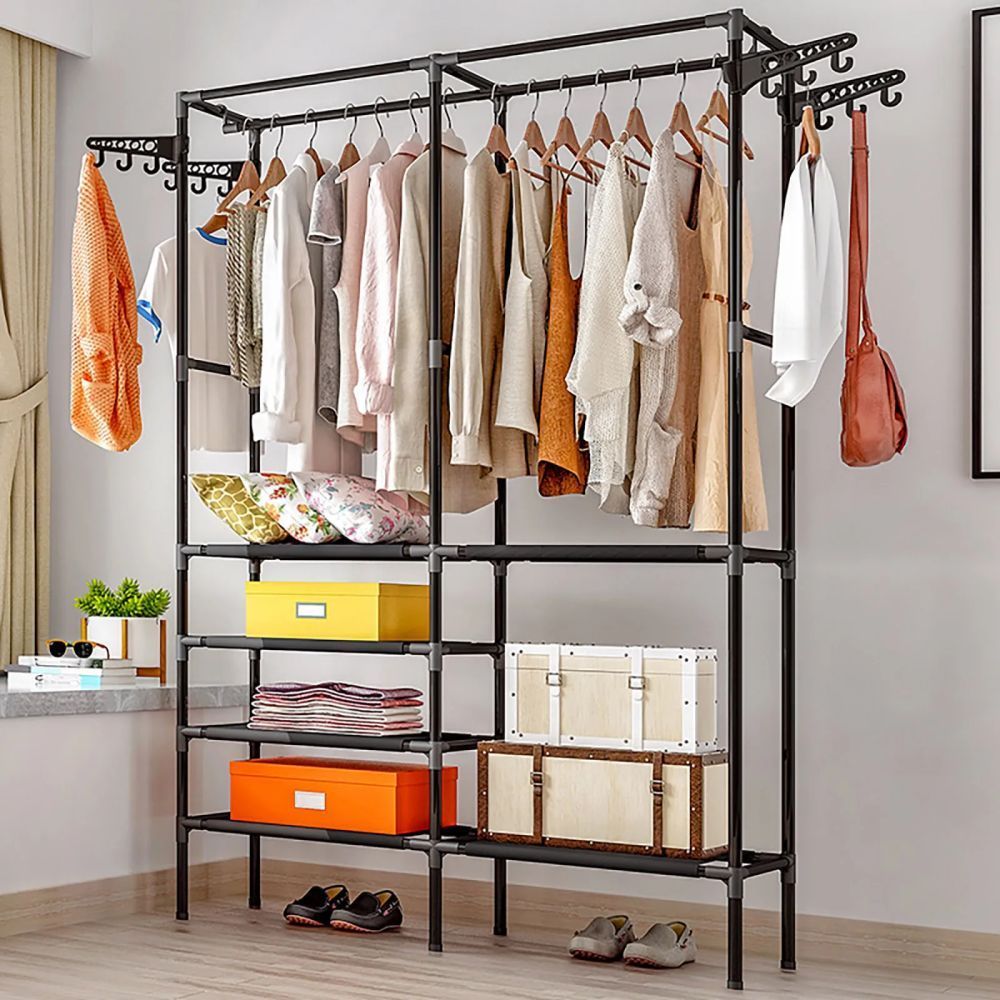 Напольная вешалка для одежды с полками 174х86х44см, CLOTHES RACK, Черный / Стойка для одежды / Вешалка в прихожую 234570673 фото