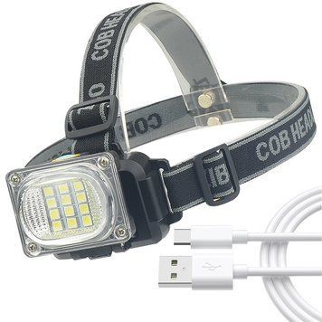 Налобний ліхтар від USB, 5Вт, 200лм, 6659A, Чорний / Акумуляторний ліхтарик на голову / Світлодіодний ліхтарик на лоб 234575468 фото