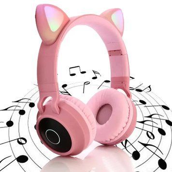 Беспроводные Bluetooth наушники ушки Cat Ear VZV 850M с LED подсветкой Розовые 234560608 фото