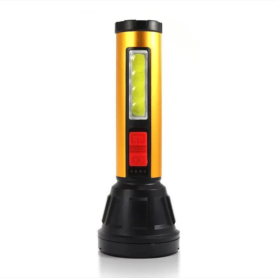 Ручной фонарь с боковой подсветкой 5W, LED + COB, NF-C58, Желтый / Светодиодный фонарь аккумуляторный / Ручной фонарик 234590833 фото
