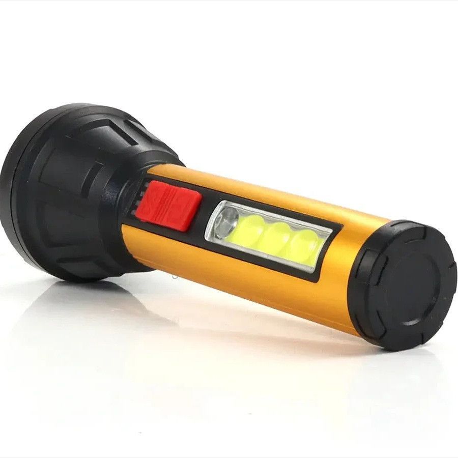 Ручной фонарь с боковой подсветкой 5W, LED + COB, NF-C58, Желтый / Светодиодный фонарь аккумуляторный / Ручной фонарик 234590833 фото