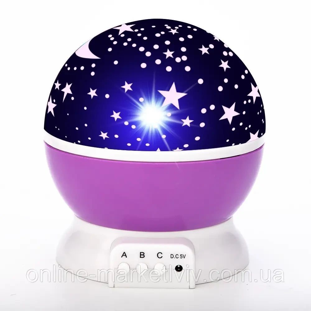Ночник проектор звездного неба Star Master в форме ШАРА с шнуром USB, Фиолетовый / Детский ночник-проектор 234560736 фото