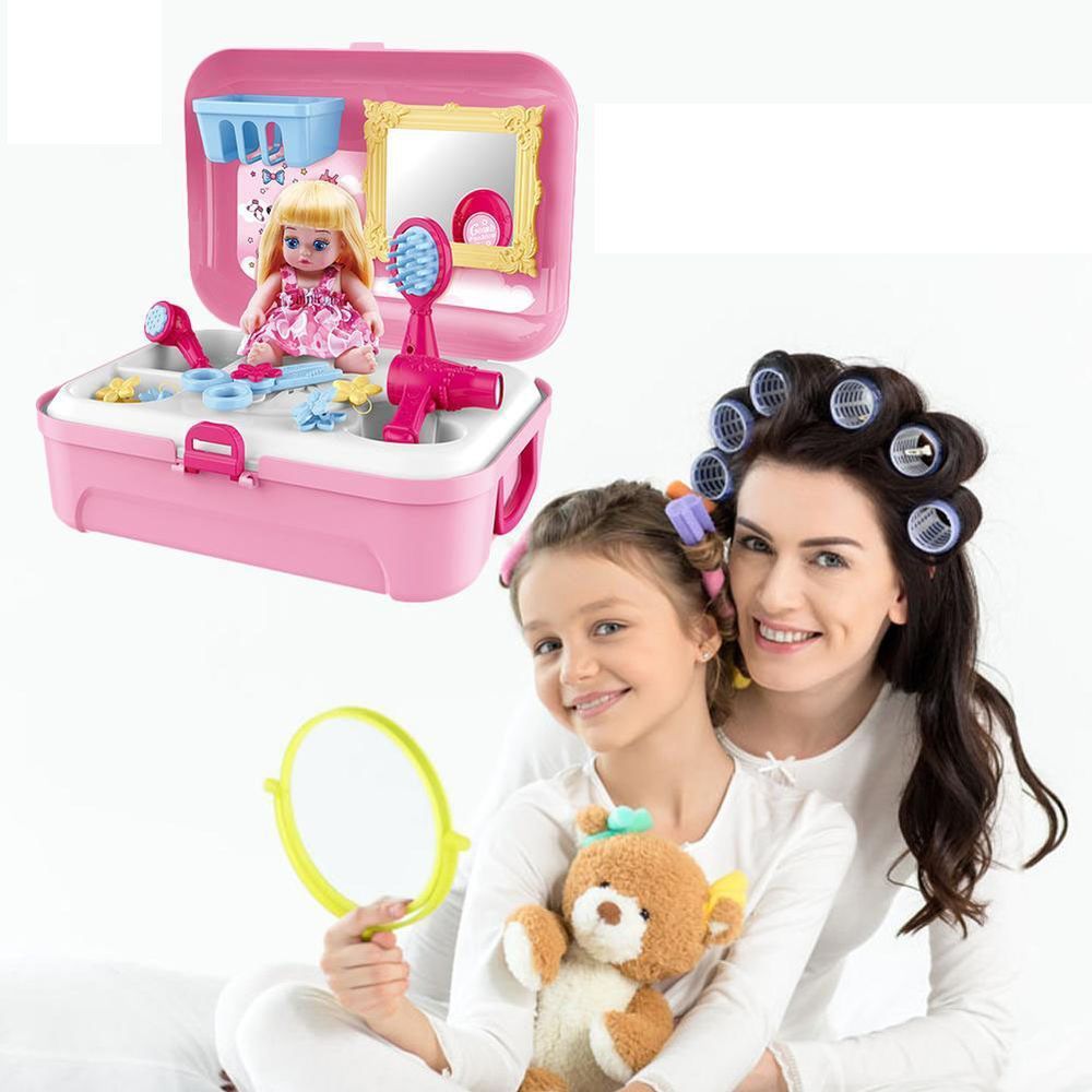 Игровой набор для макияжа на 16 предметов в портативном рюкзаке Cosmetics toy / Детский игровой набор 123462382 фото