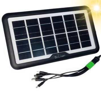 Портативна сонячна панель з універсальним кабелем зарядки 4W, 6V, CCLamp CL-639, Чорна / Сонячна батарея 234580313 фото