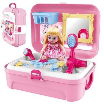 Ігровий набір для макіяжу з 16 предметів у портативному рюкзаку Cosmetics toy / Дитячий ігровий набір 123462382 фото