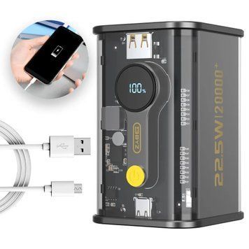 Power Bank 10000mAh с USB (22.5W) LENYES PX152D, Черный / Автономное зарядное / Повербанк 234568189 фото