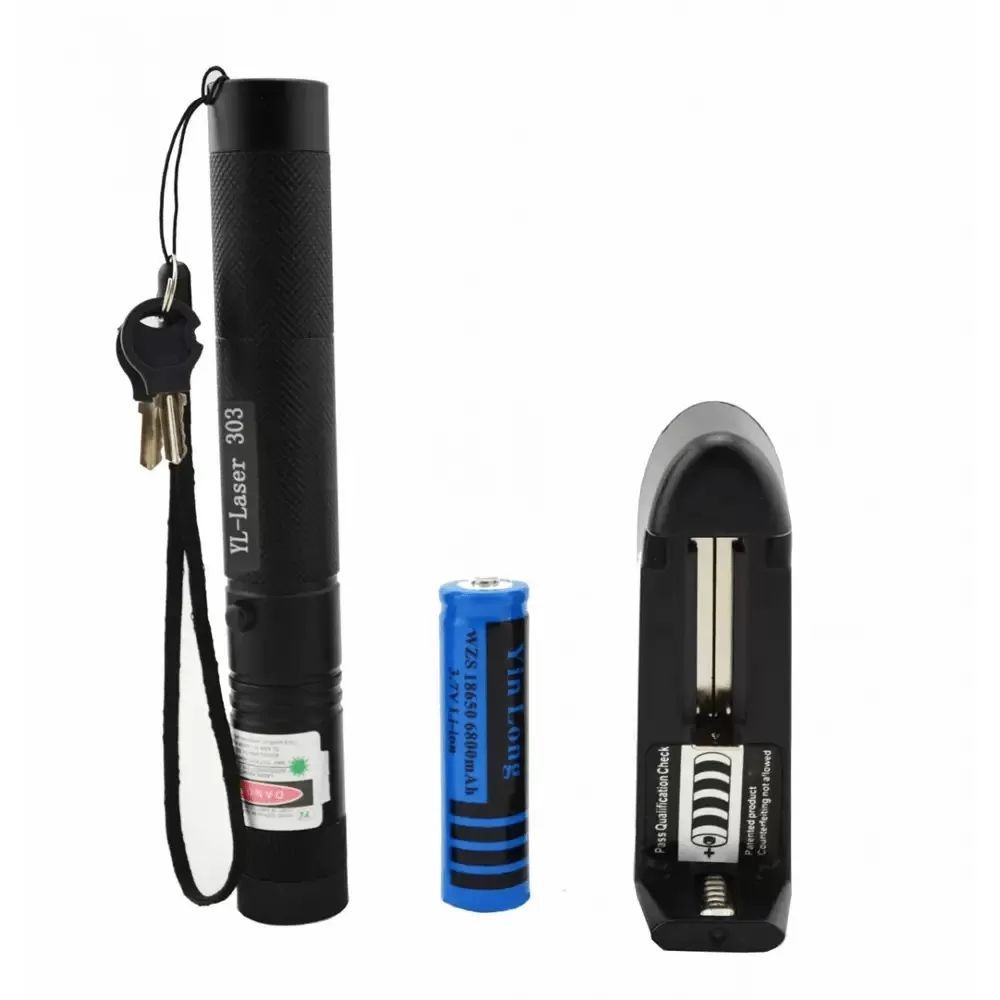Лазерная указка до 10000 м, Laser pointer YL-303, Зеленая / Диодный лазер с насадкой калейдоскопом / Мощный лазер 234562932 фото