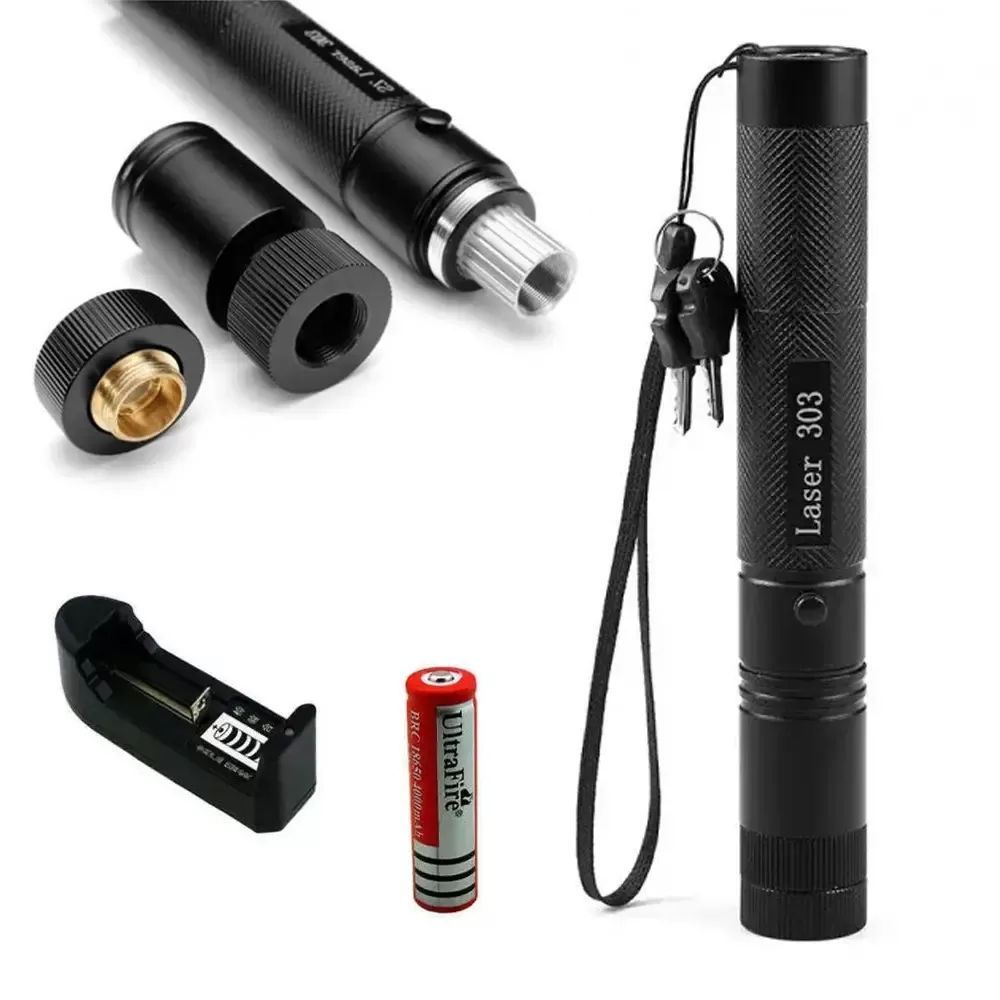 Лазерная указка до 10000 м, Laser pointer YL-303, Зеленая / Диодный лазер с насадкой калейдоскопом / Мощный лазер 234562932 фото