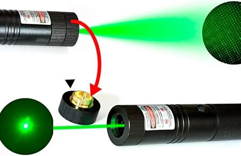 Лазерная указка до 10000 м, Laser pointer YL-303, Зеленая / Диодный лазер с насадкой калейдоскопом / Мощный лазер 234562932 фото