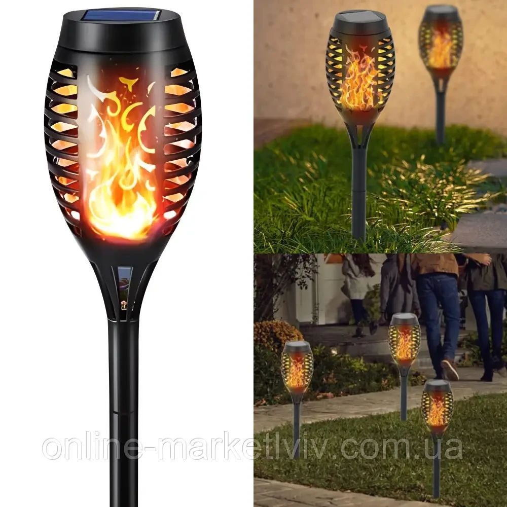 Гамак с планкой 80*200 см + Фонарь садовый 52см Solar flame / Тканевый туристический гамак 23456555804 фото