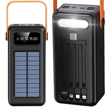 Повербанк 100000mAh с солнечной батареей 4хUSB + 4 переходника, JS-638CX / Павербанк для телефона / Power Bank 234573733 фото