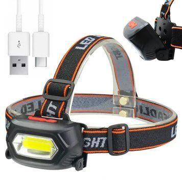 Налобный фонарь аккумуляторный с USB, COB 130лм, BL 203 / Фонарик на голову / Аккумуляторный фонарик на лоб 234563954 фото