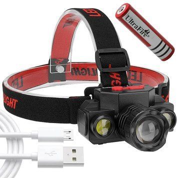 Налобный фонарь аккумуляторный COB+XPE, ZOOM, с USB, BL 1805 / Аккумуляторный фонарик на голову / Светодиодный фонарь на лоб 234562564 фото