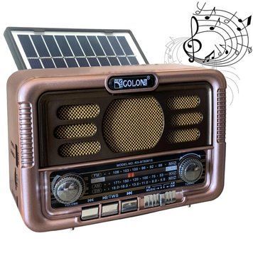 Радіоприймач з Bluetooth, сонячною панеллю, USB, SD, GOLON RX-BT6061S / Радіо на батарейках 234570984 фото