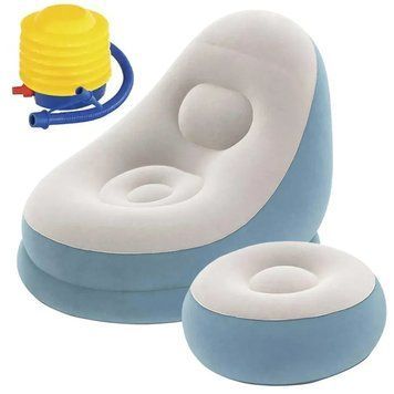 Надувное кресло с пуфиком и насосом, 121х100х86 см, Air Sofa / Надувной диван-кресло / Кресло с пуфом 234571905 фото