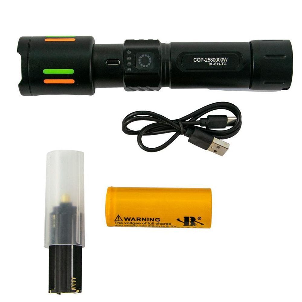 Ручний ліхтарик із зумом, від USB, 3 режими, BL 611-TG, Чорний / Акумуляторний ліхтар / Портативний ліхтарик 234571857 фото