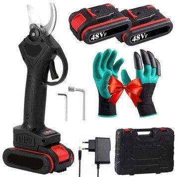 Аккумуляторный секатор 48В, 2 АКБ + Перчатки когти GARDEN GLOVES / Электрический секатор садовый 234574461 фото