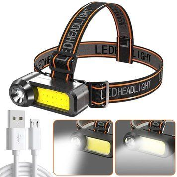 Налобный фонарь аккумуляторный XPE+COB, с USB, WH-1707 / Светодиодный фонарик на лоб / Аккумуляторный фонарик на голову 234571904 фото